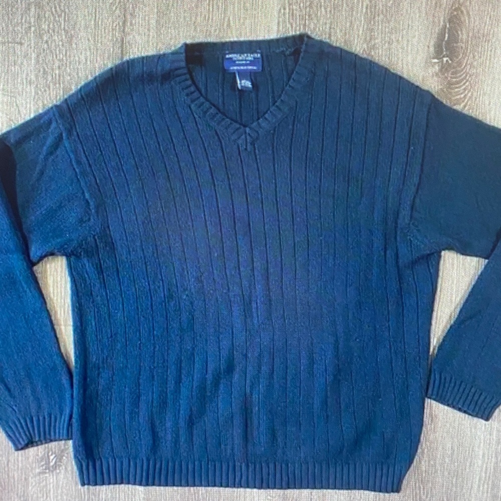 Nautica Men's Navy Ribbed V-Neck Sweater